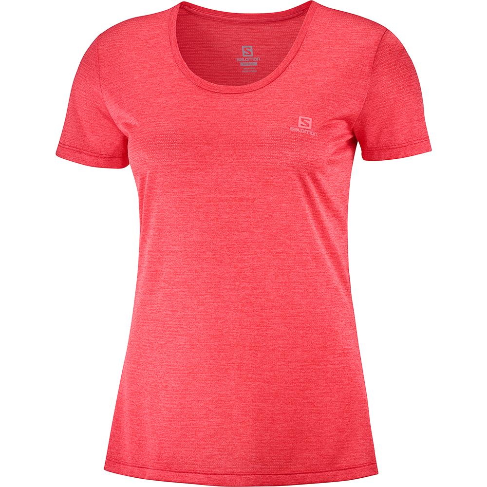 Camisetas Salomon Mujer Rojas Naranjas - Salomon Argentina AGILE SS W,143562-CAF